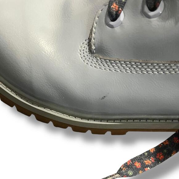 Timberland Junior Girls Sz 7 6” Premium WP Baby Blue Shine 1991A Leather Floral - Picture 11 of 15